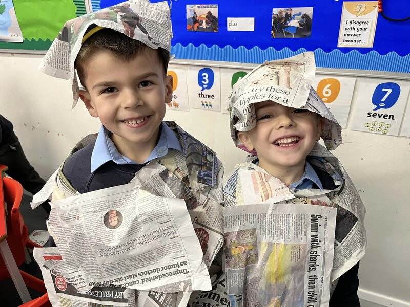 Image of Year 1 get creative with newspaper